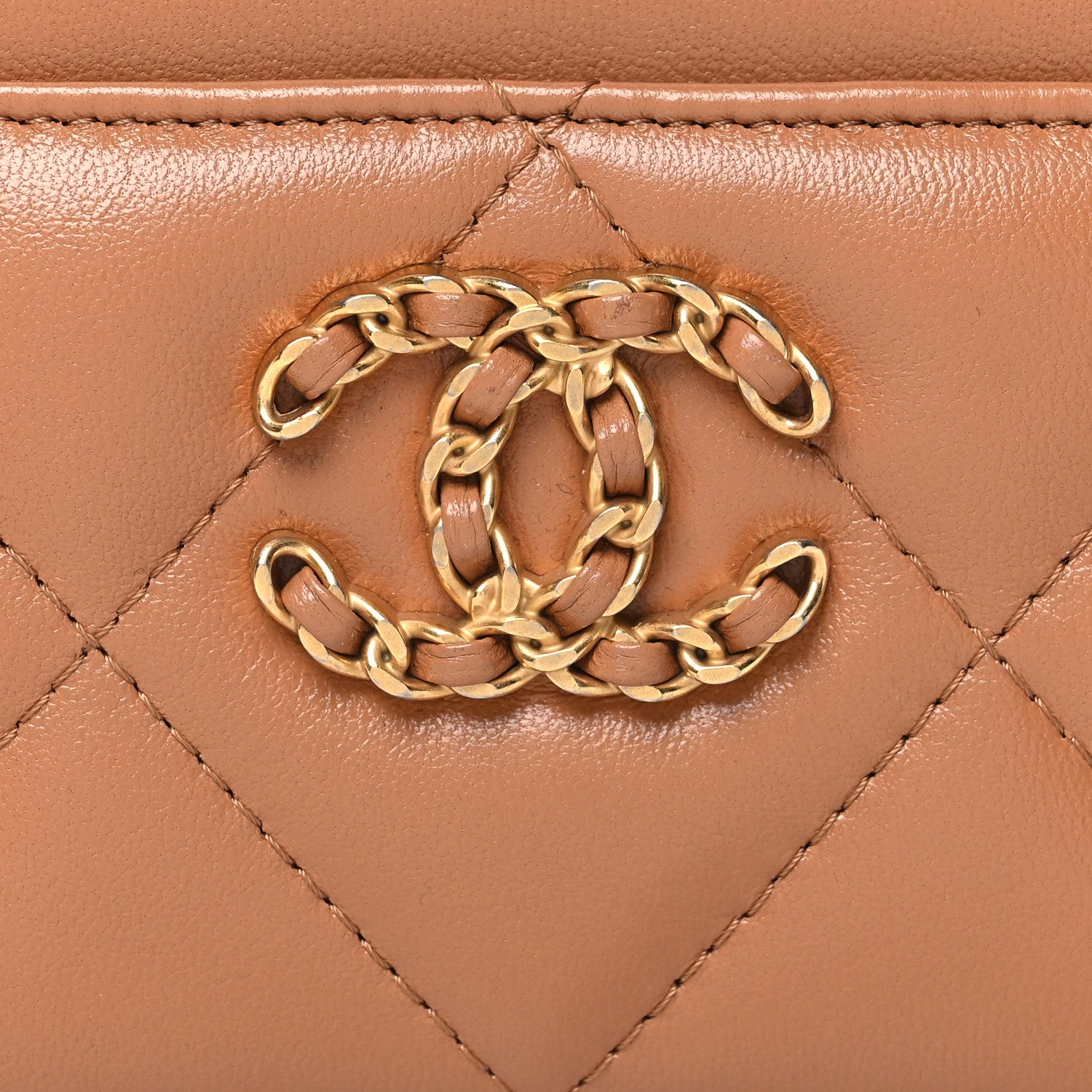 Chanel Lambskin Quilted Chanel 19 Card Holder Brown 9 of 10