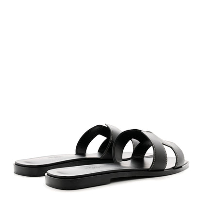 Hermes Box Calfskin Oran Sandals 39 Black 4 of 9