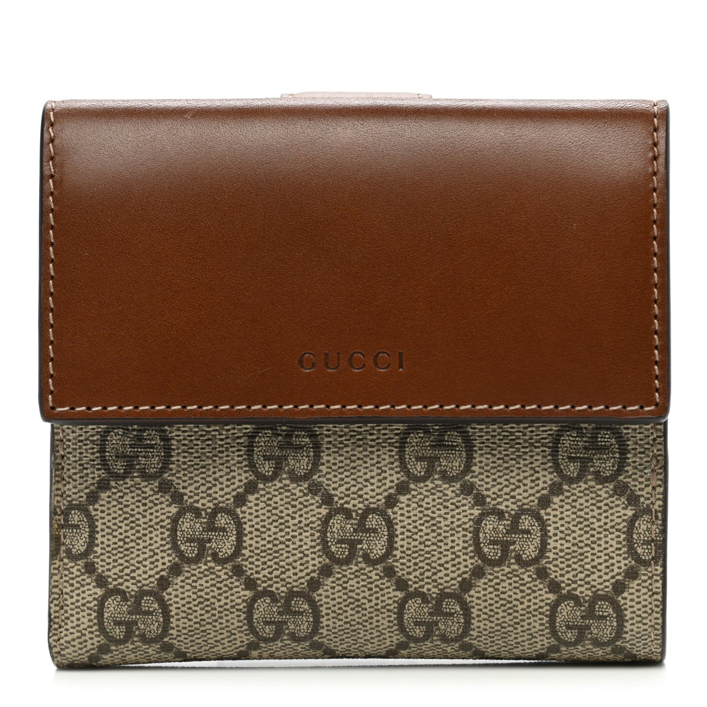 GG Supreme Monogram French Flap Wallet Brown