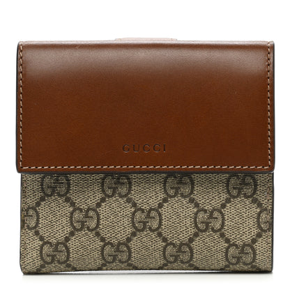Gucci GG Supreme Monogram French Flap Wallet Brown 1 of 9