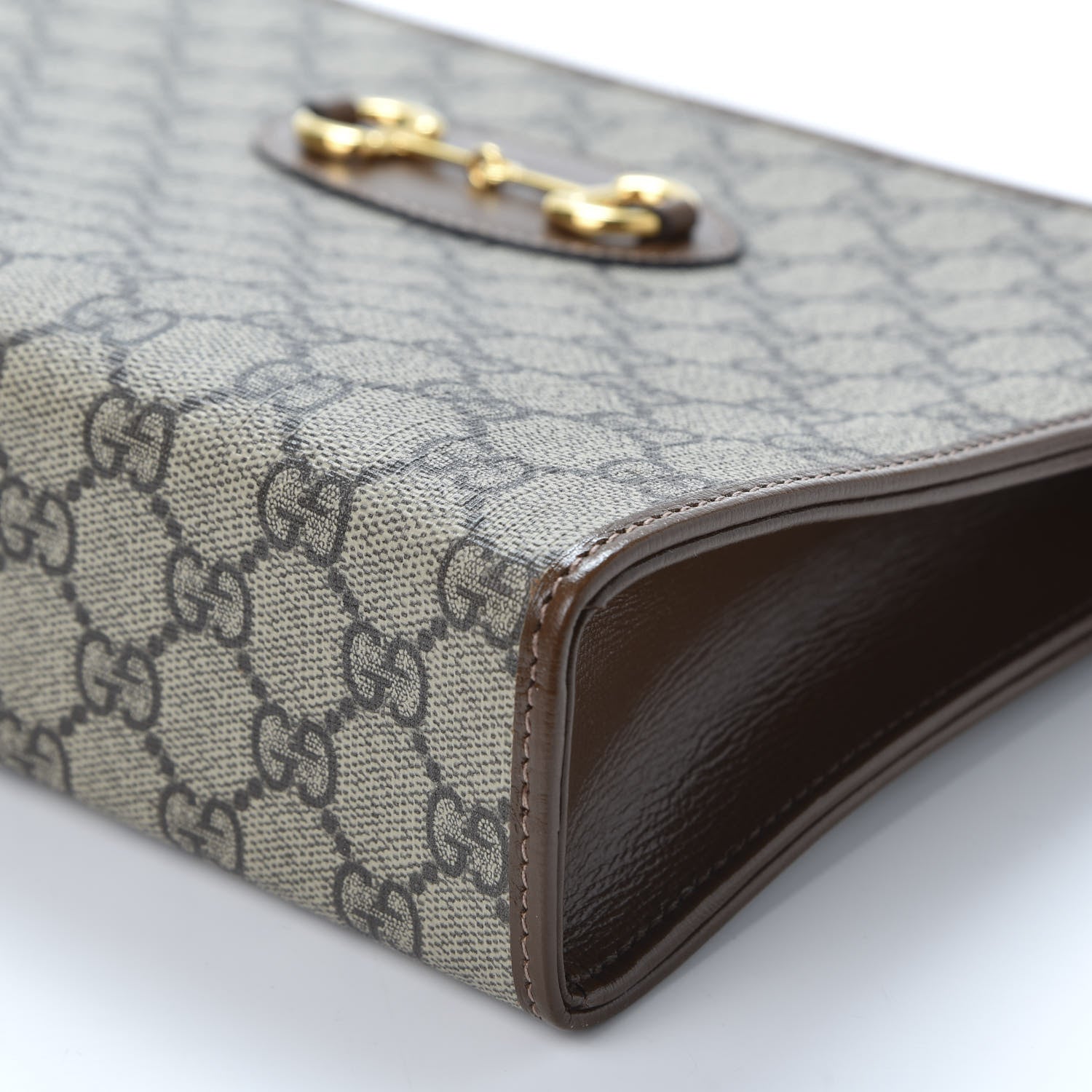 Gucci GG Supreme Monogram Horsebit 1955 Zip Pouch Beige Brown Sugar 6 of 9