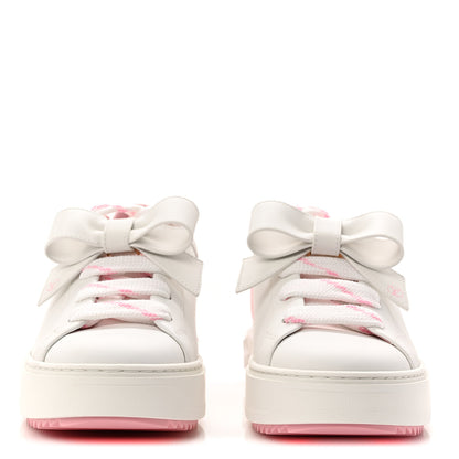 Louis Vuitton Calfskin Time Out Bow Sneakers 38 White Pink 3 of 10