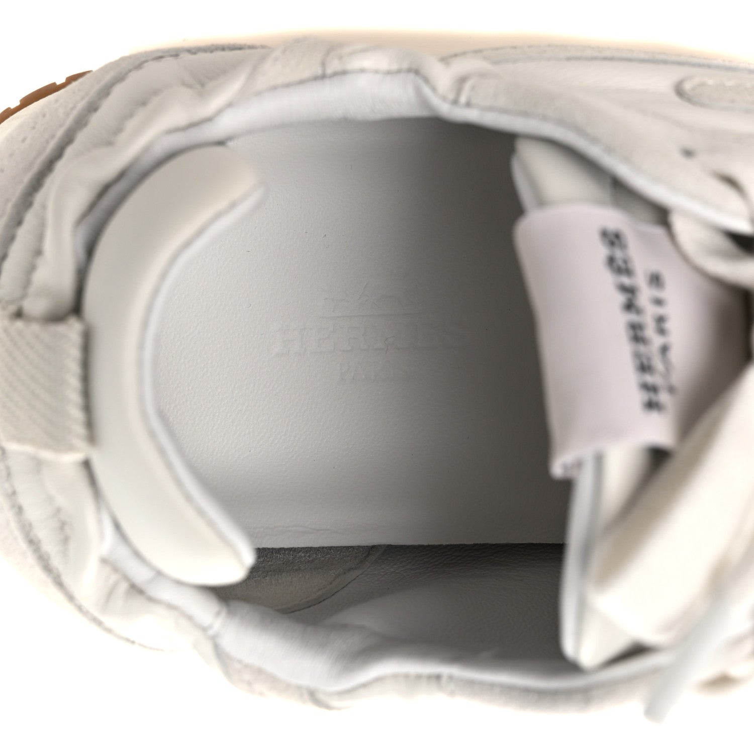 Hermes Nappa Suede Goatskin Womens Jet Sneakers 37.5 White 1920255