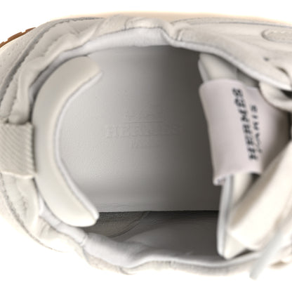 Hermes Nappa Suede Goatskin Womens Jet Sneakers 37.5 White 9 of 13