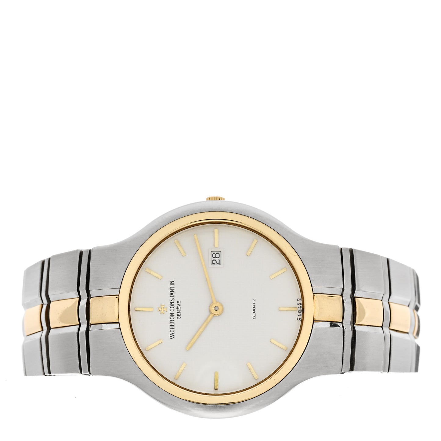 Stainless Steel 18K Yellow Gold 34mm Phidias Quartz Watch White