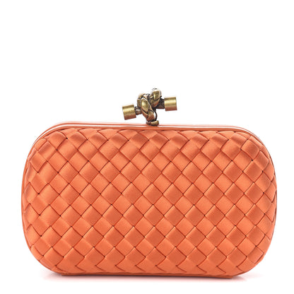 Bottega Veneta Satin Intreccio Knot Clutch Orange 1 of 7