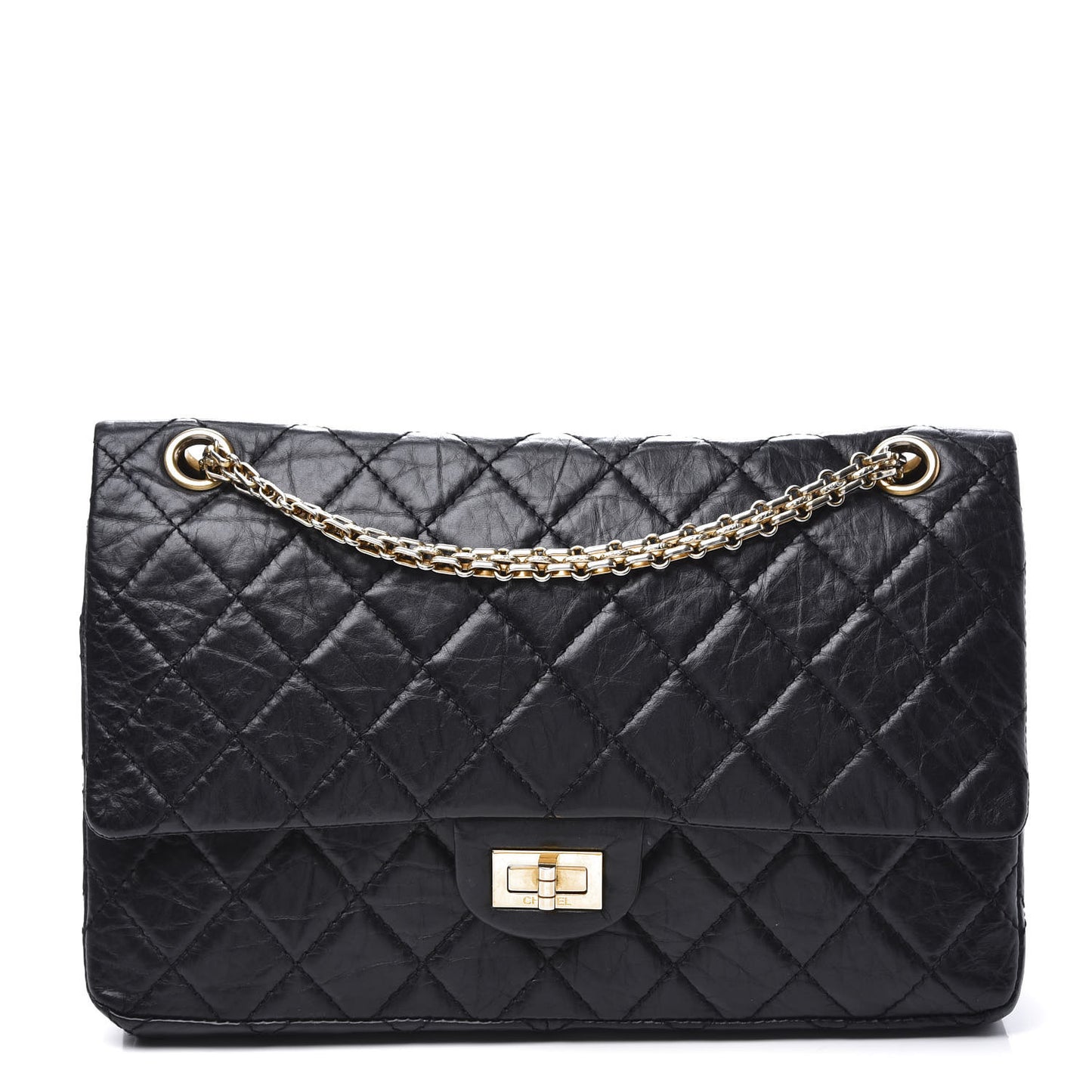 Aged Calfskin Quilted 2.55 Reissue 226 Flap Black