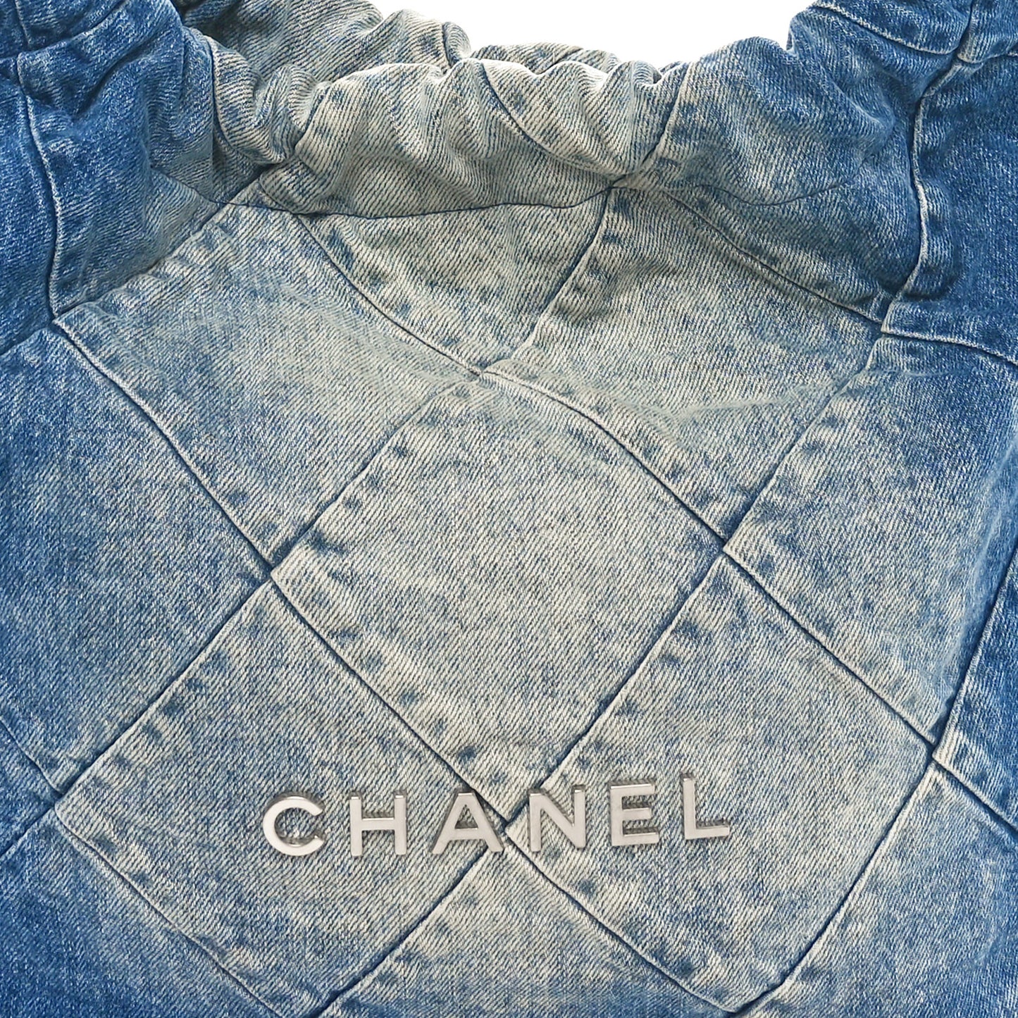 Denim Quilted Small Chanel 22 Blue