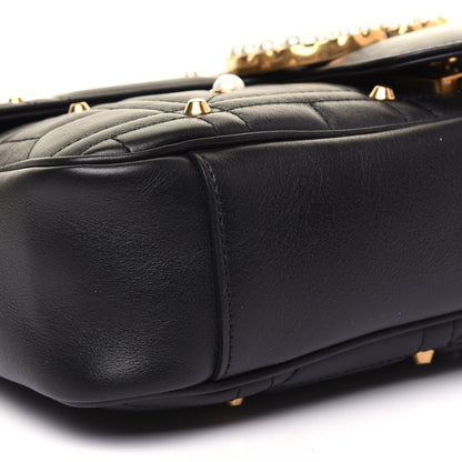 Gucci Calfskin Matelasse Studded Medium Pearly GG Marmont Shoulder Bag Black 6 of 15
