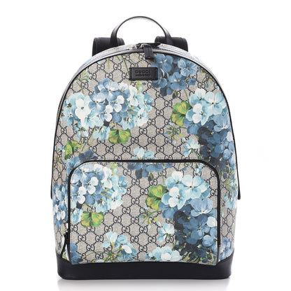 Gucci GG Supreme Monogram Blooms Medium Day Backpack Beige Blue Navy 1 of 8