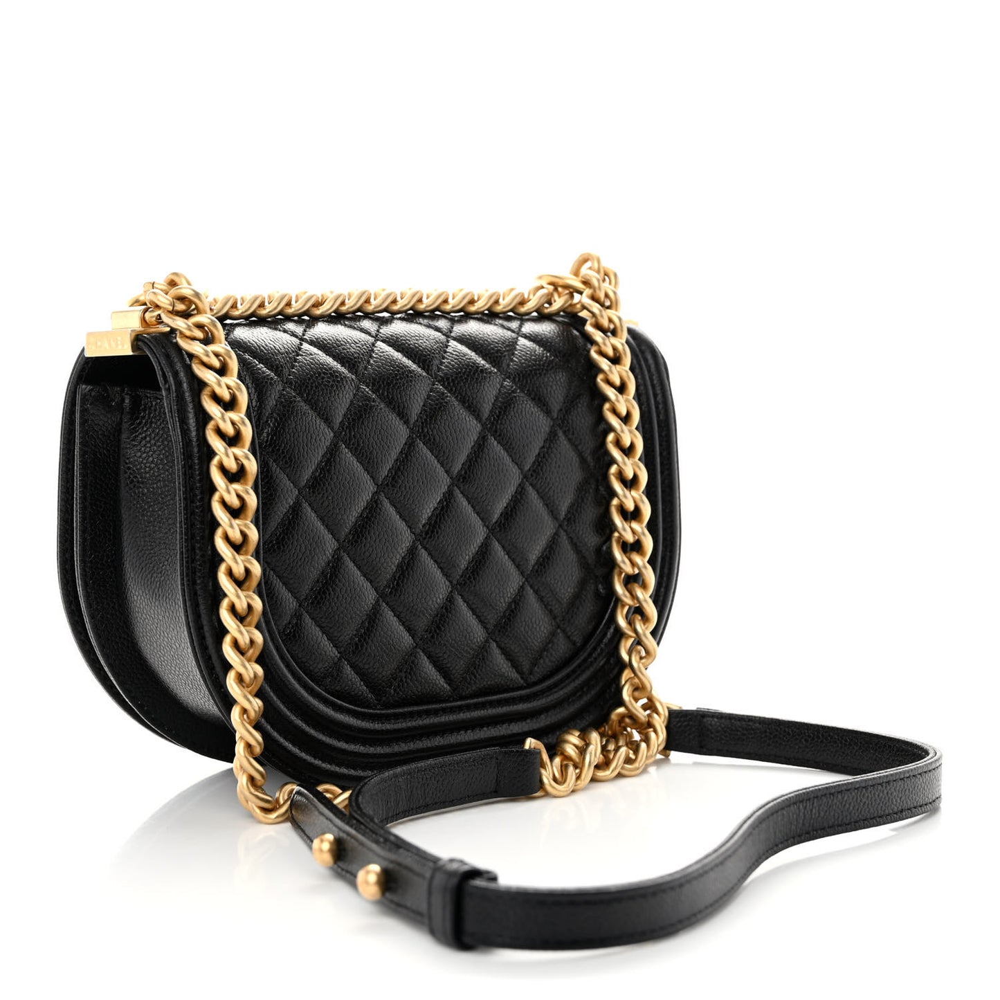 Caviar Quilted Small Boy Messenger Bag Black