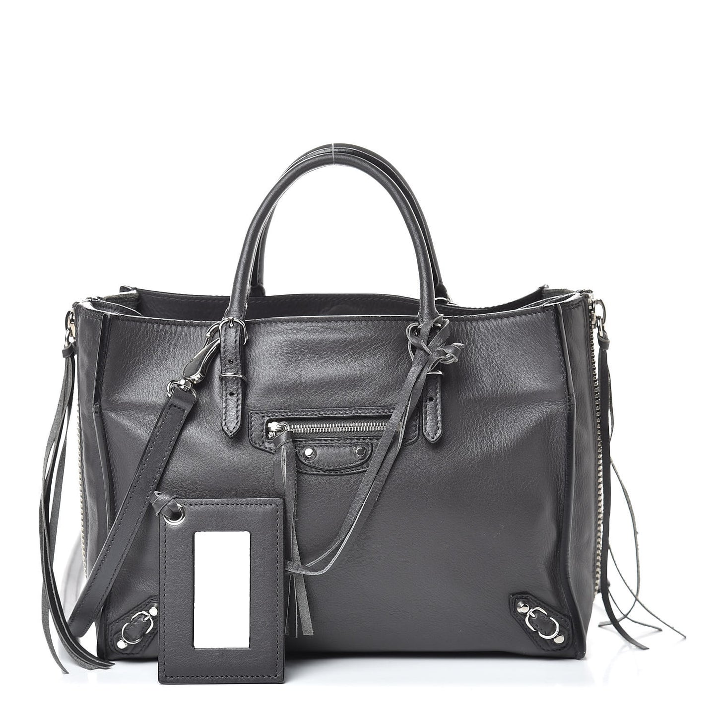 Veau Papier A6 Zip Around Tote Gris Fossile