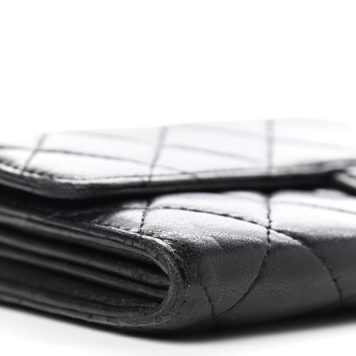Chanel Lambskin Quilted Large Gusset Flap Wallet Black 9 of 24