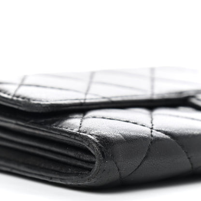 Chanel Lambskin Quilted Large Gusset Flap Wallet Black 9 of 24