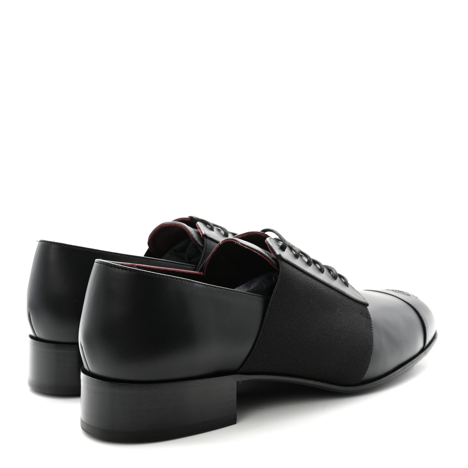 Chanel Calfskin Elastic Lace Up Cap Toe CC Loafers 40 Black 5 of 9