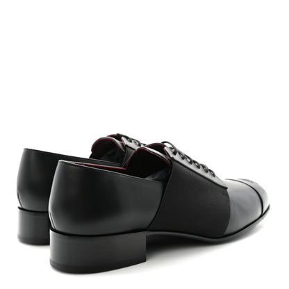 Chanel Calfskin Elastic Lace Up Cap Toe CC Loafers 40 Black 5 of 9