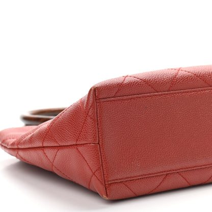 Chanel Caviar Tortoise CC Handle Tote Red 5 of 13