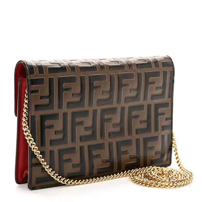 Fendi Vitello Cruise F is Fendi FF 1974 Embossed Medium Envelope Wallet On Chain Fragola Maya Black 3 of 15