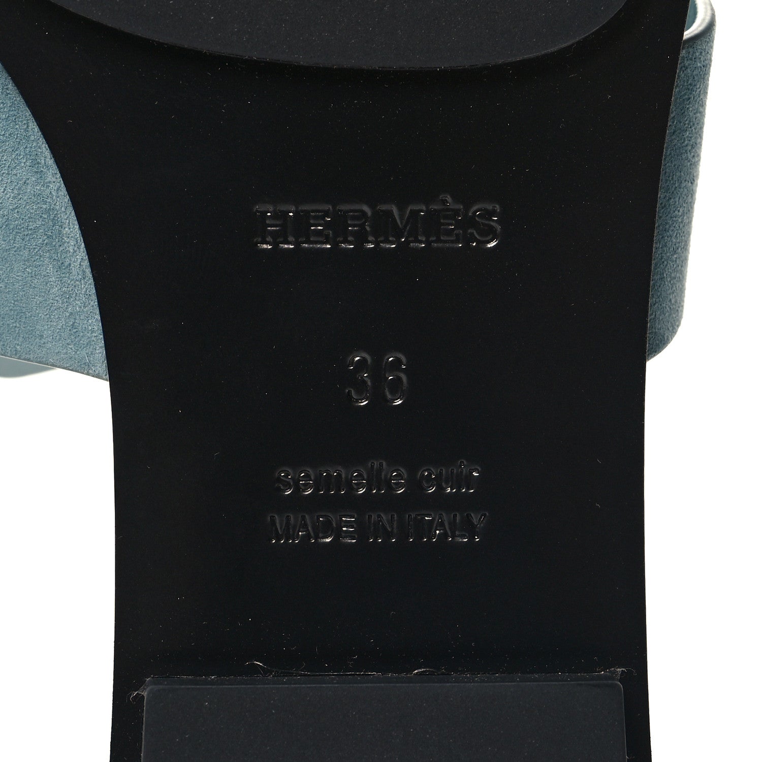 Hermes Suede Goatskin Womens Galerie Sandals 36 Bleu Pinede 7 of 10