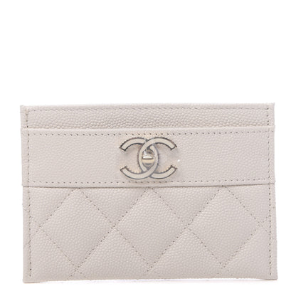 Chanel Metallic Caviar Quilted Vintage Mademoiselle Card Holder White 1 of 9