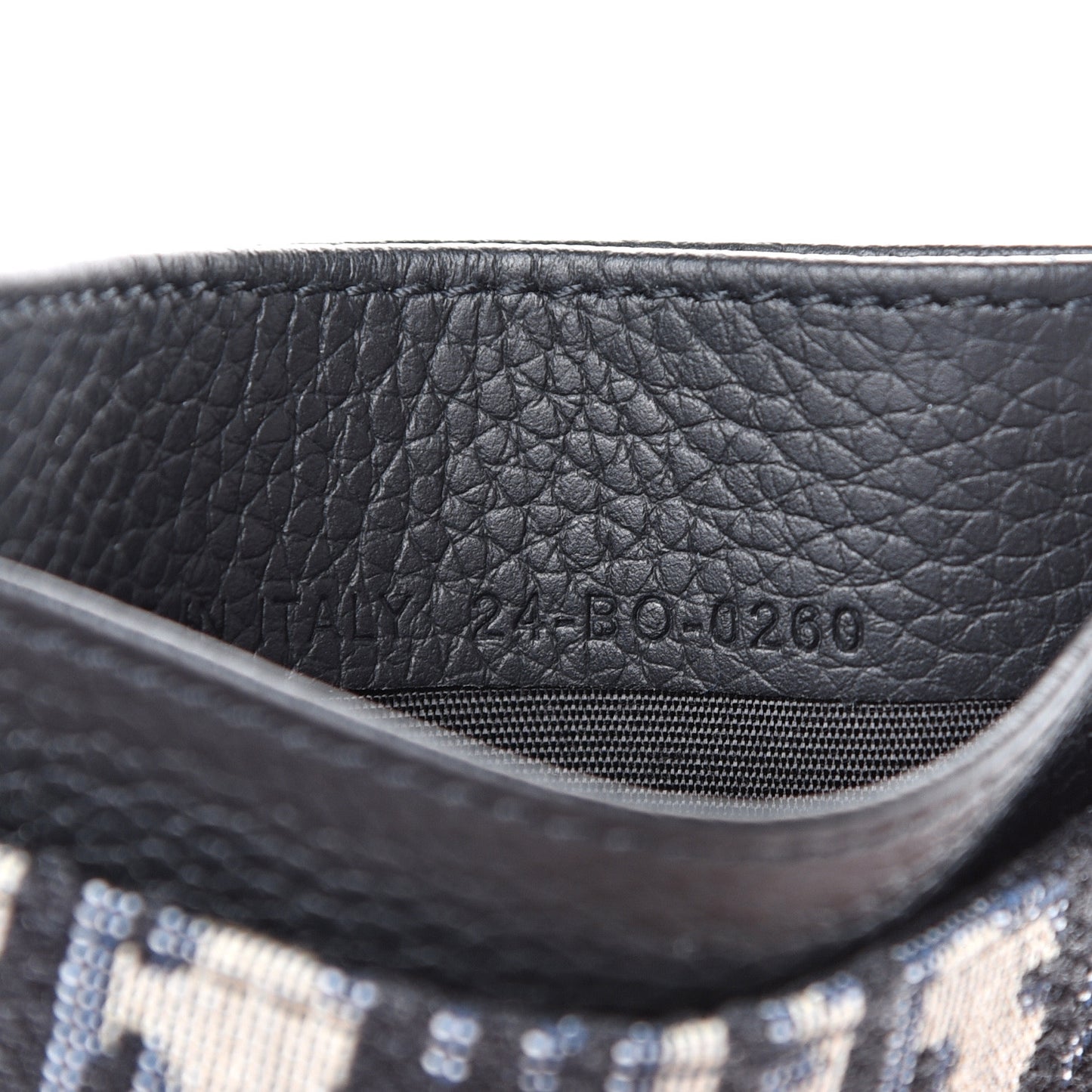 Grained Calfskin Oblique Card Holder Black