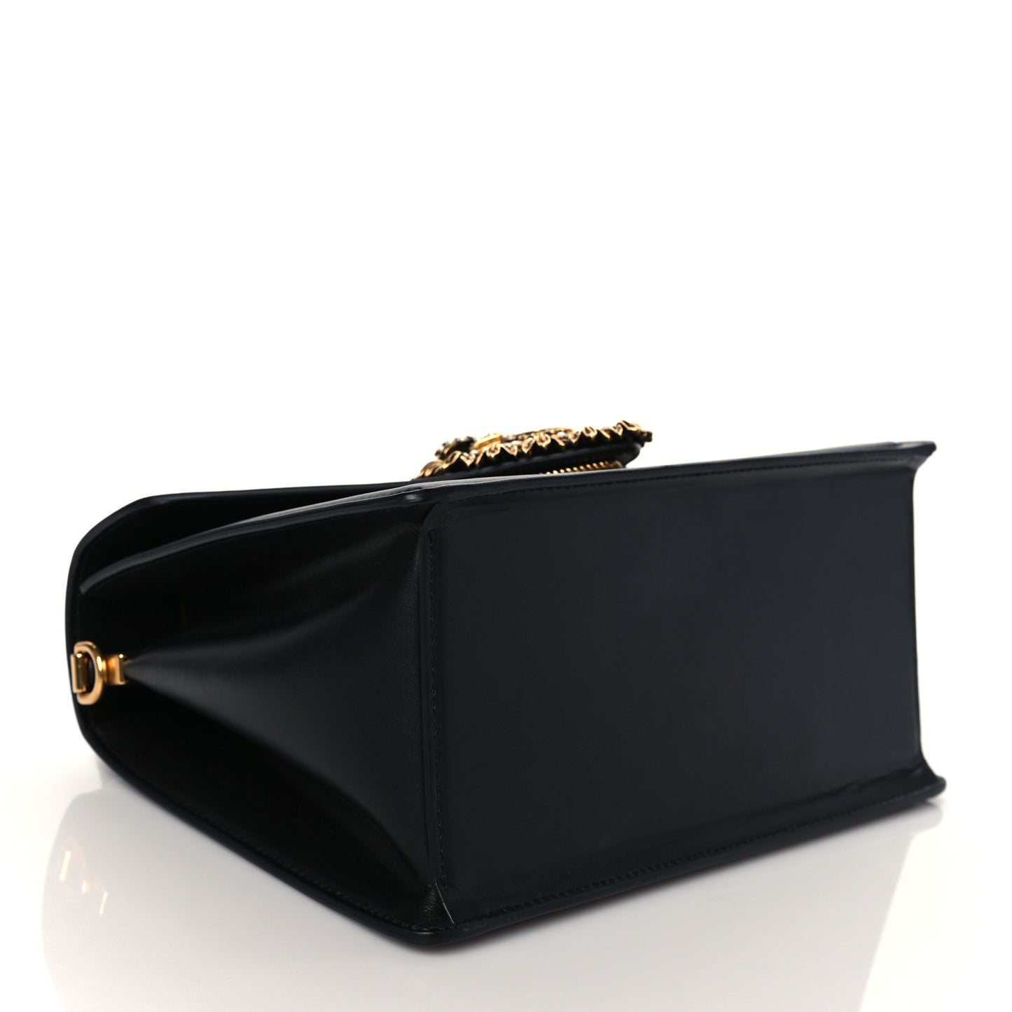 Smooth Calfskin Medium Devotion Envelope Top Handle Bag Black