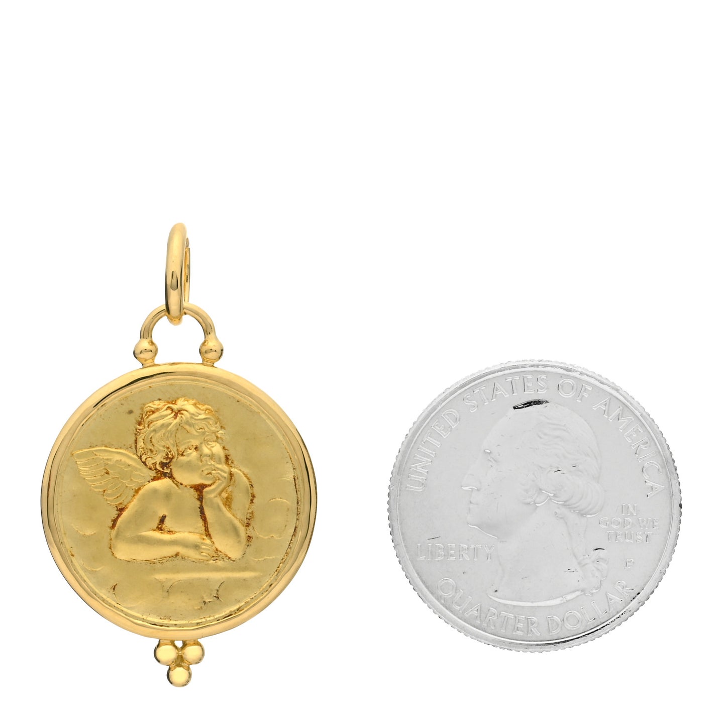 18K Yellow Gold 21mm Angel Pendant