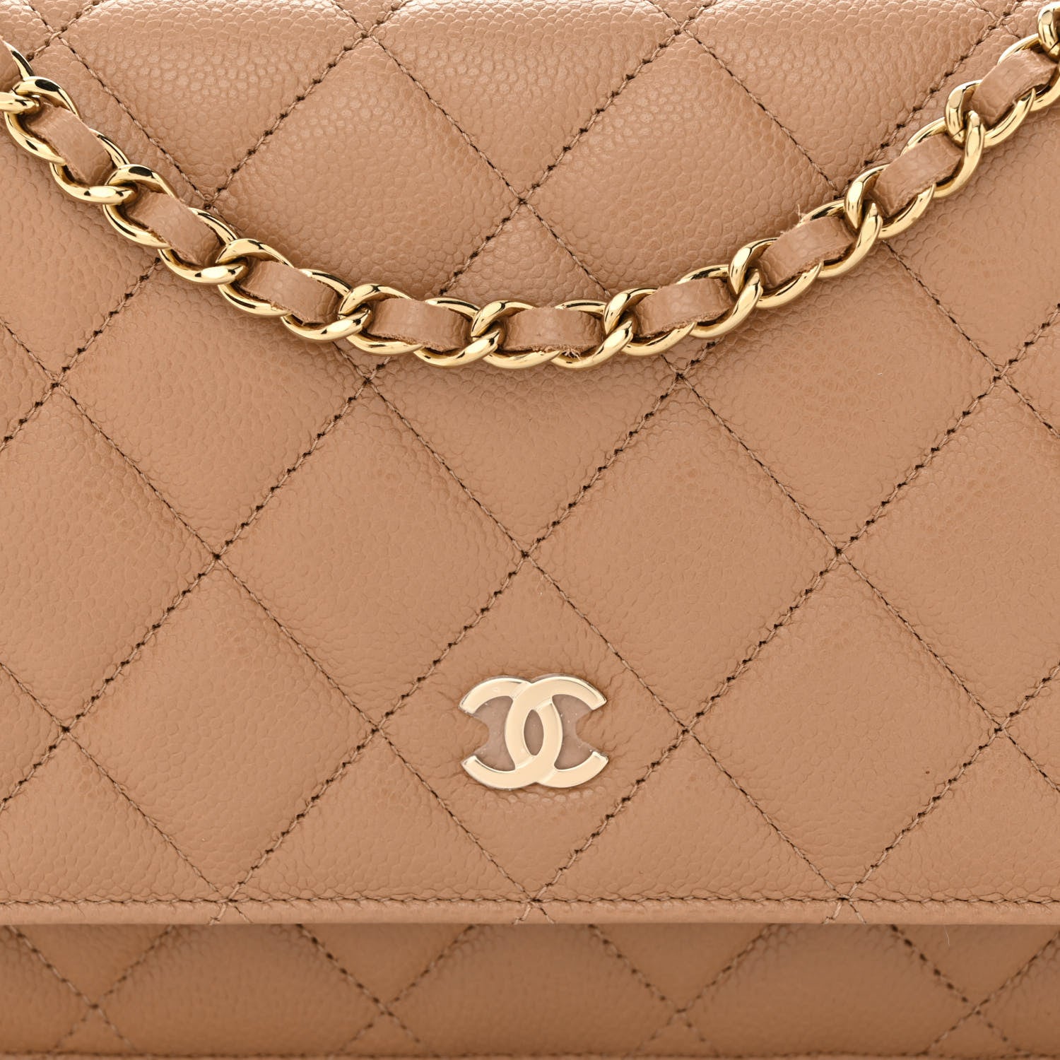 Chanel Caviar Quilted Wallet on Chain WOC Dark Beige 10 of 13