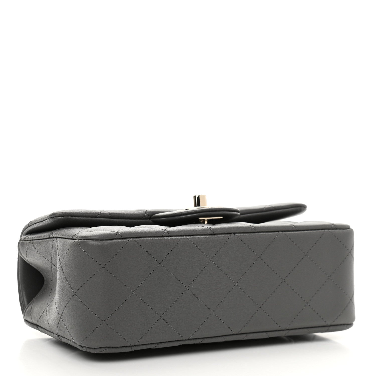 Chanel Lambskin Quilted Mini Top Handle Rectangular Flap Dark Grey 4 of 11
