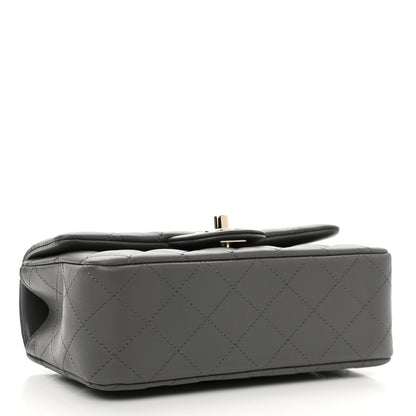Chanel Lambskin Quilted Mini Top Handle Rectangular Flap Dark Grey 4 of 11