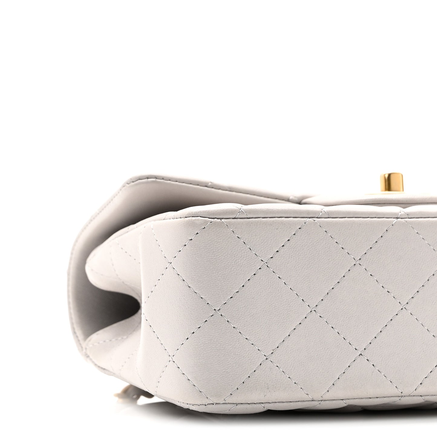 Lambskin Quilted Mini Top Handle Rectangular Flap Grey