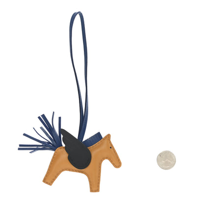 Hermes Milo Lambskin Grigri Rodeo Pegase Horse Bag Charm PM Sesame Black Bleu Saphir 2 of 5