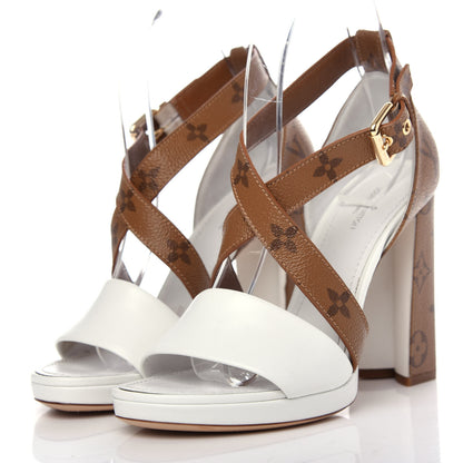 Louis Vuitton Calfskin Reverse Monogram Matchmake Cross Sandals 37 White 3 of 11