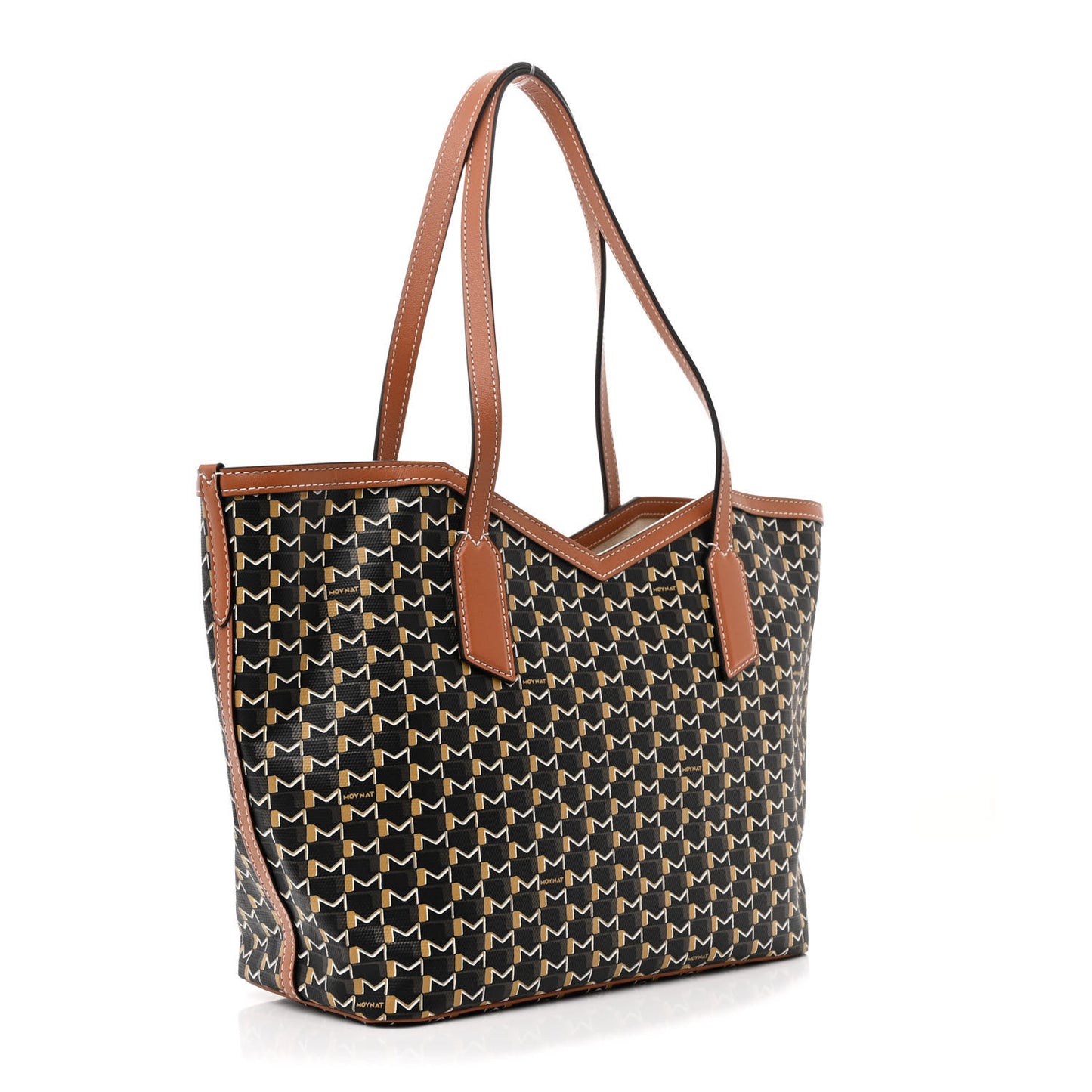Calfskin Canvas M Tote PM Brown