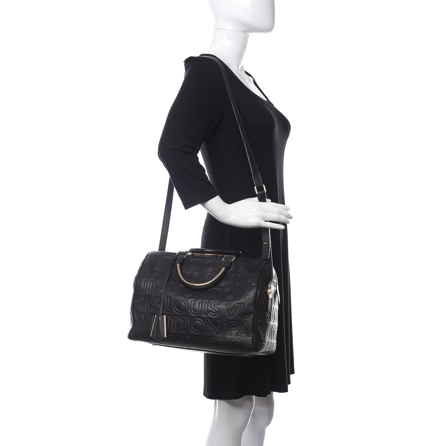 Louis Vuitton Calfskin Embossed Speedy Cube 30 Black 2 of 16