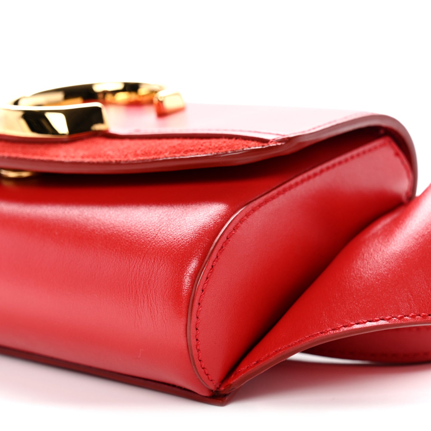 Calfskin Suede C Belt Bag Plaid Red