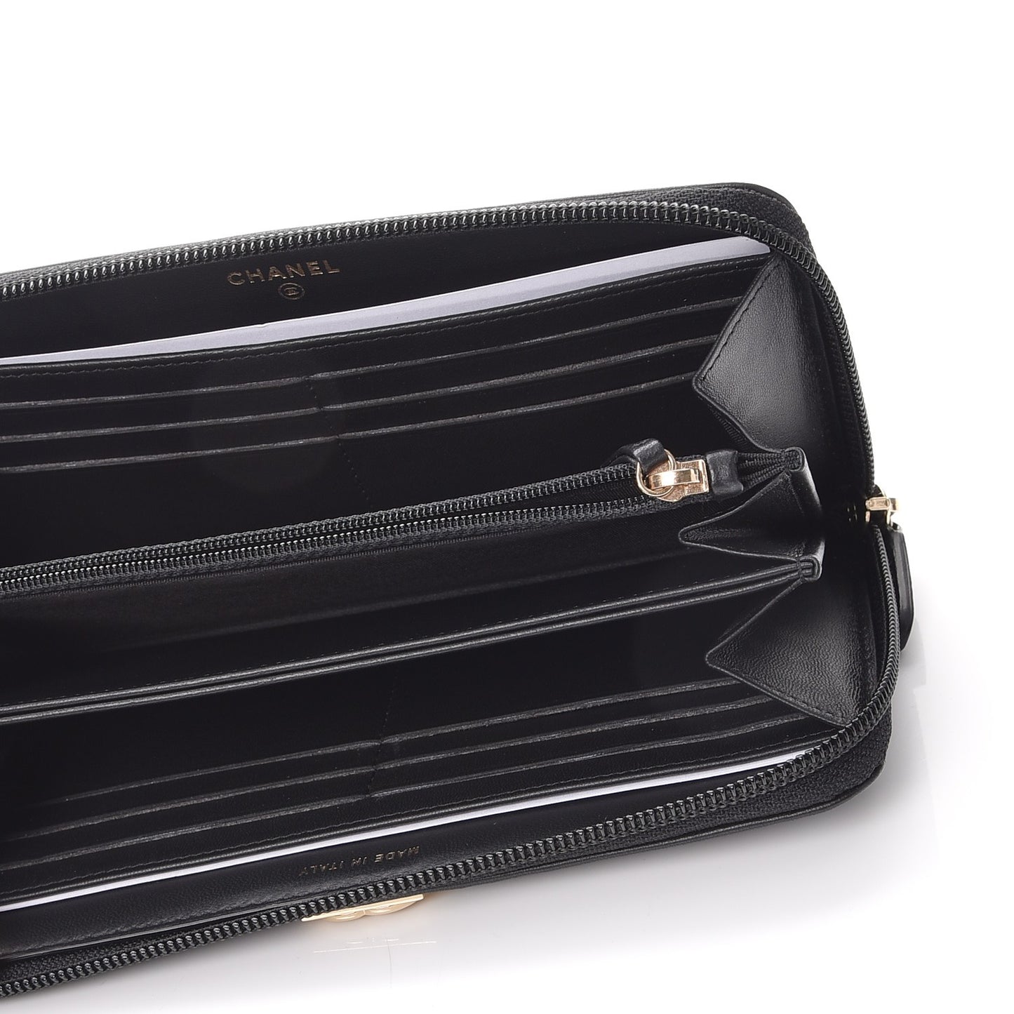 Lambskin Quilted Boy Zip Around Wallet Black