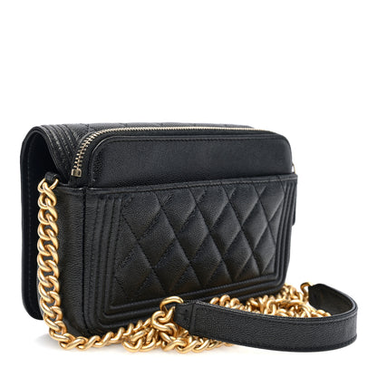 Chanel Caviar Quilted Boy Phone Holder Wallet On Chain Black 3 of 11