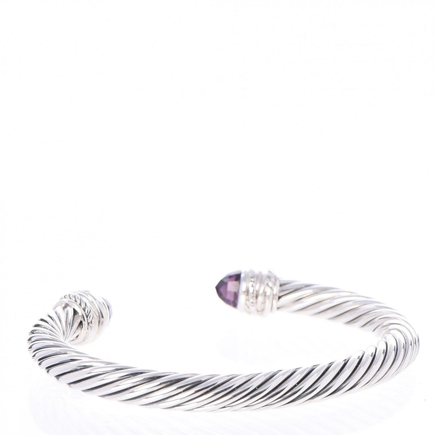Sterling Silver Diamond Amethyst 7mm Cable Crossover Bracelet