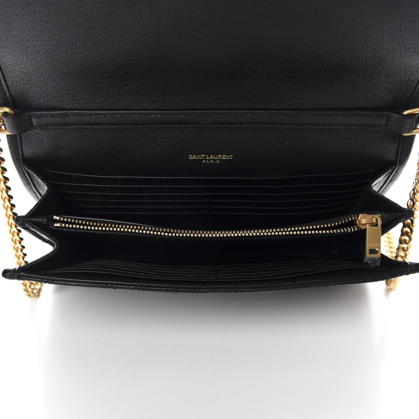 Lambskin Diamond Quilted Becky Chain Wallet Black