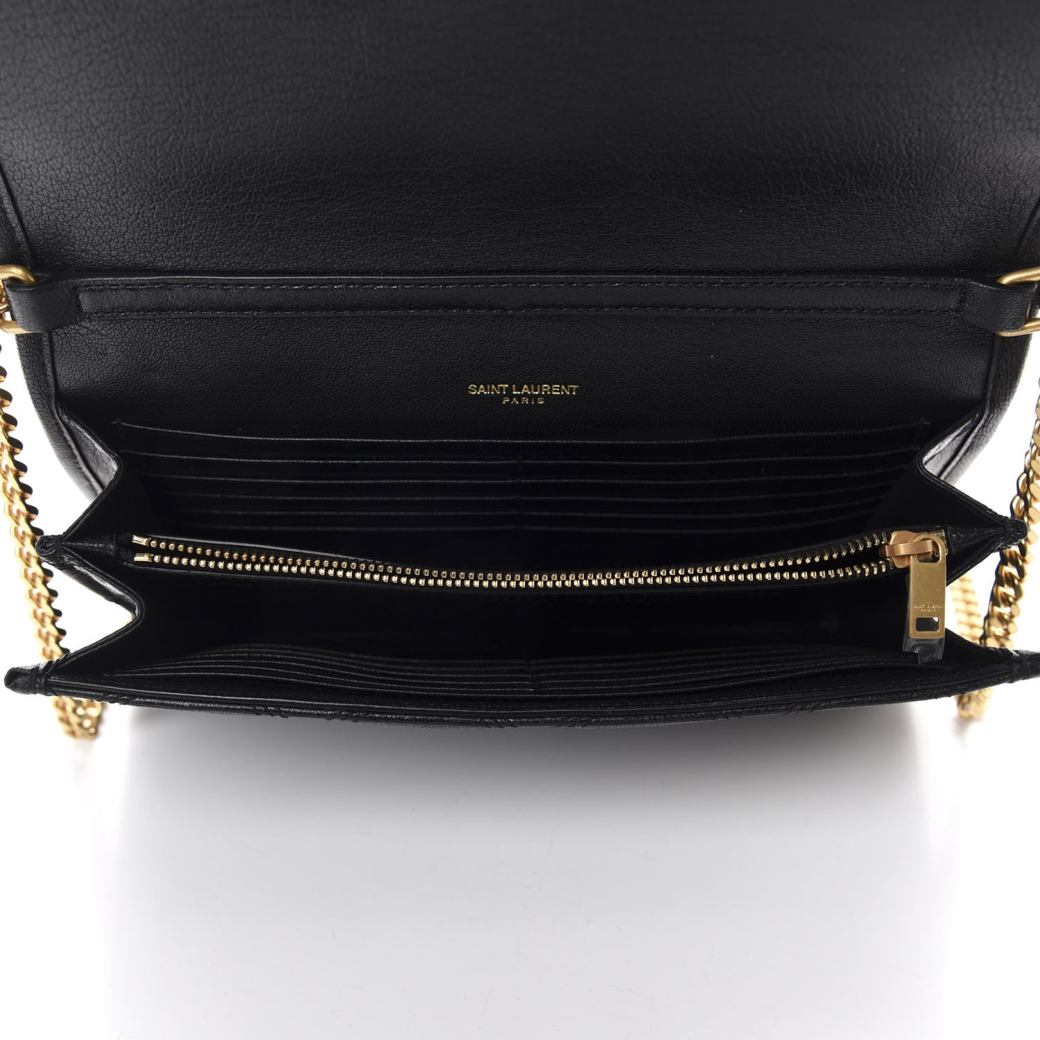 Saint Laurent Lambskin Diamond Quilted Becky Chain Wallet Black 5 of 11