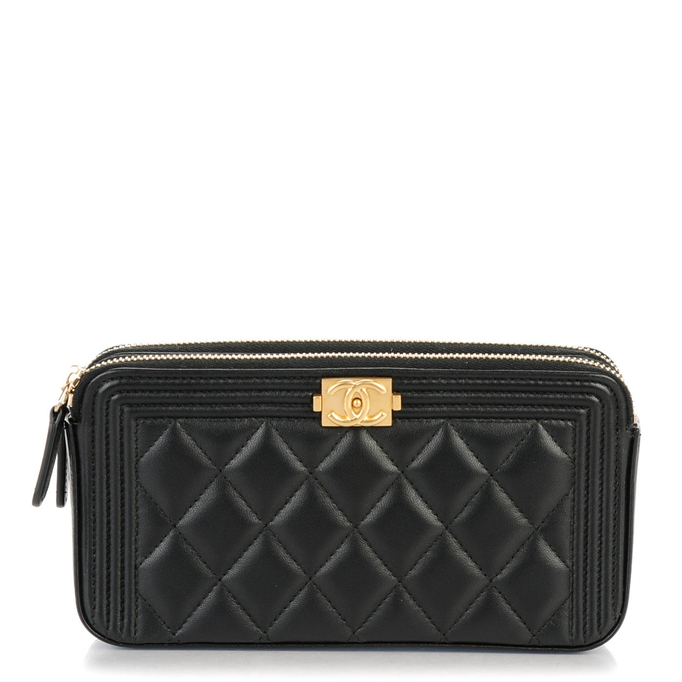 Chanel Lambskin Quilted Small Boy Clutch With Chain Black 1 of 9