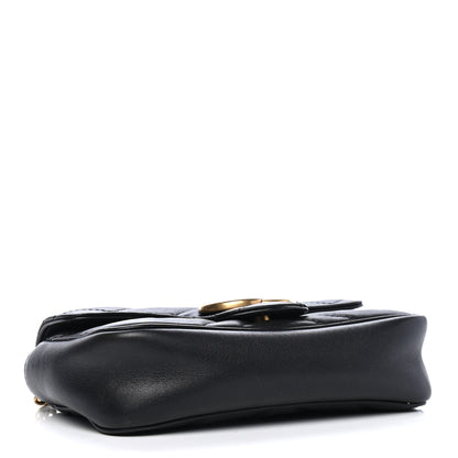 Gucci Calfskin Matelasse Super Mini GG Marmont Shoulder Bag Black 3 of 4