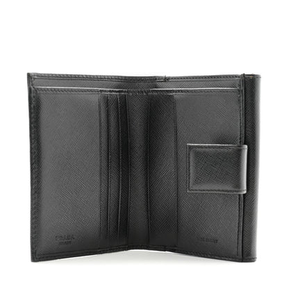 Prada Saffiano Tri-Fold Compact Wallet Black 5 of 11