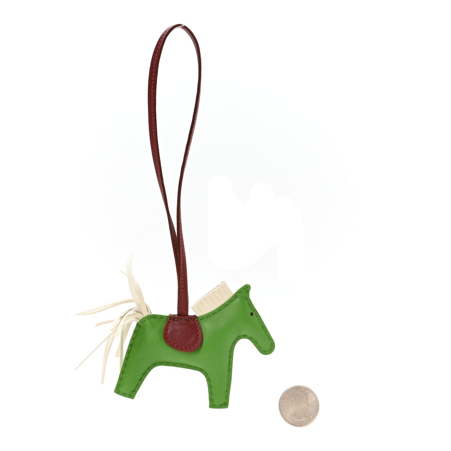 Milo Lambskin Grigri Rodeo Horse Bag Charm PM Vert Yucca Rouge H Craie