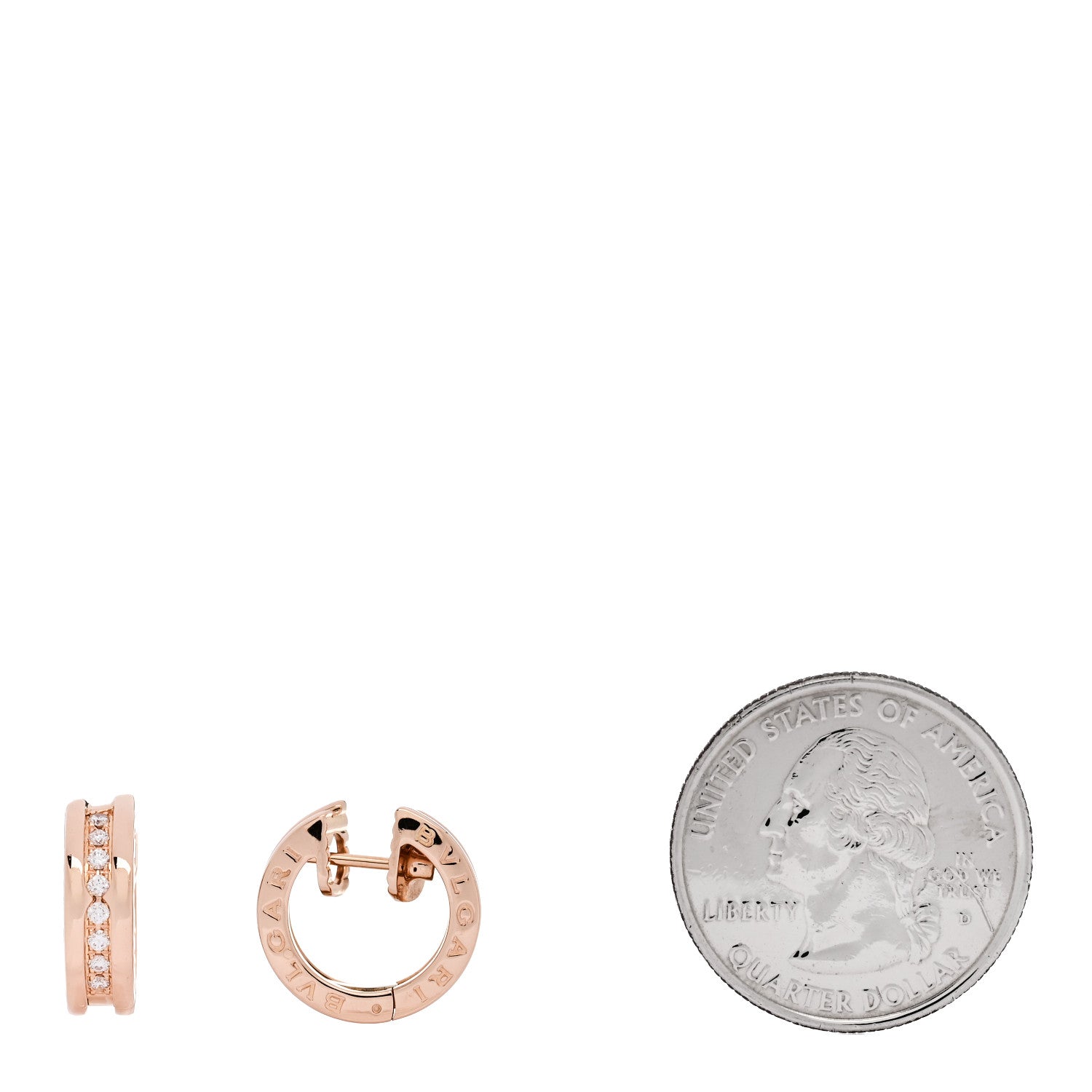 Bulgari 18K Rose Gold Diamond Small B.Zero1 Hoop Earrings 2 of 4