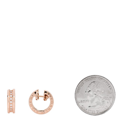 Bulgari 18K Rose Gold Diamond Small B.Zero1 Hoop Earrings 2 of 4