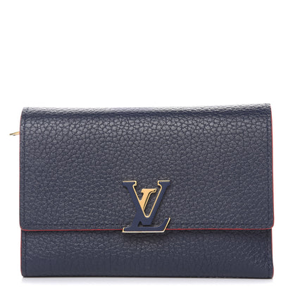 Louis Vuitton Taurillon Capucines Compact Wallet Marine Rouge 1 of 11