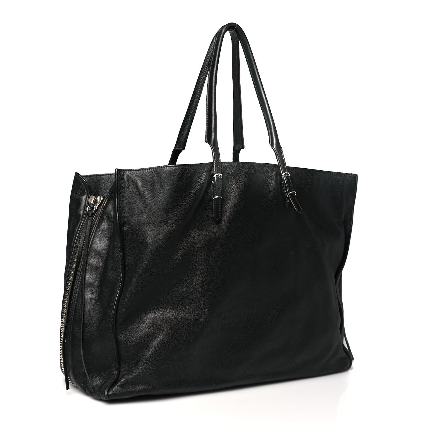 Supple Calfskin Papier A4 Zip Around Tote Black