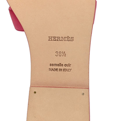 Hermes Epsom Oran Sandals 38.5 Rouge Azalee 6 of 9